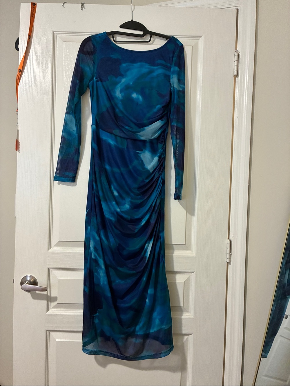 Blue Teal Long Sleeve mesh dress